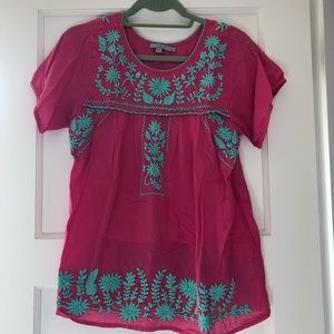 Calypso St Barth pink embroidered top, size S